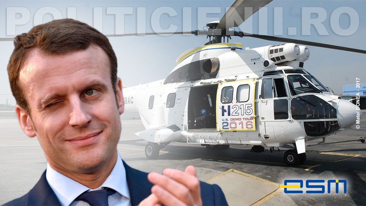 Emmanuel Macron et Airbus H215