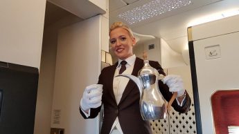 Etihad A380, coffee welcome