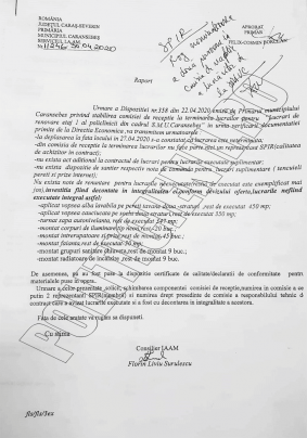 Raport SPIR de receptie a lucrarilor la SMU Caransebes