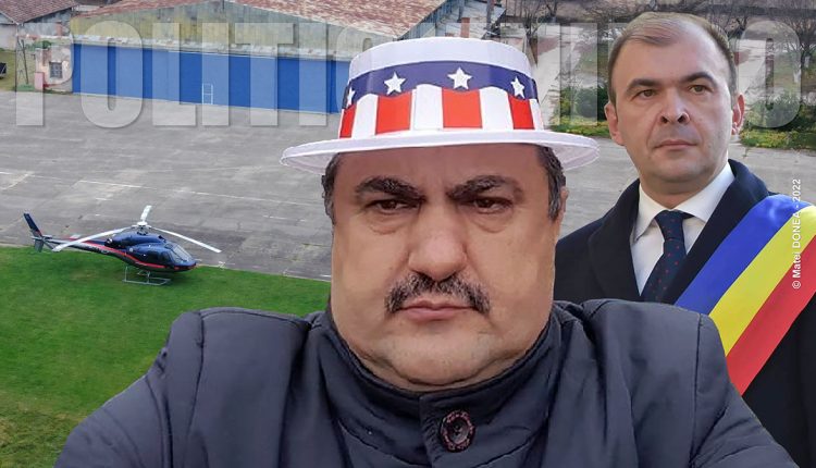 Primarul Felix Borcean, Gabriel Olariu si elicopterul lui Romeo Dunca