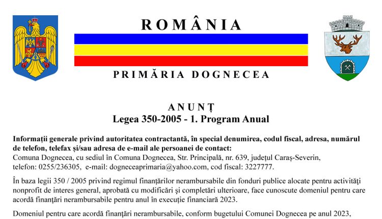 Anunt Dognecea, activitati nonprofit