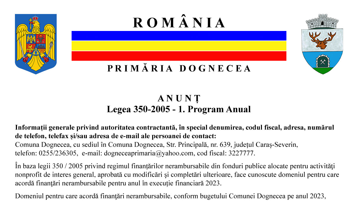 Anunt Dognecea, activitati nonprofit