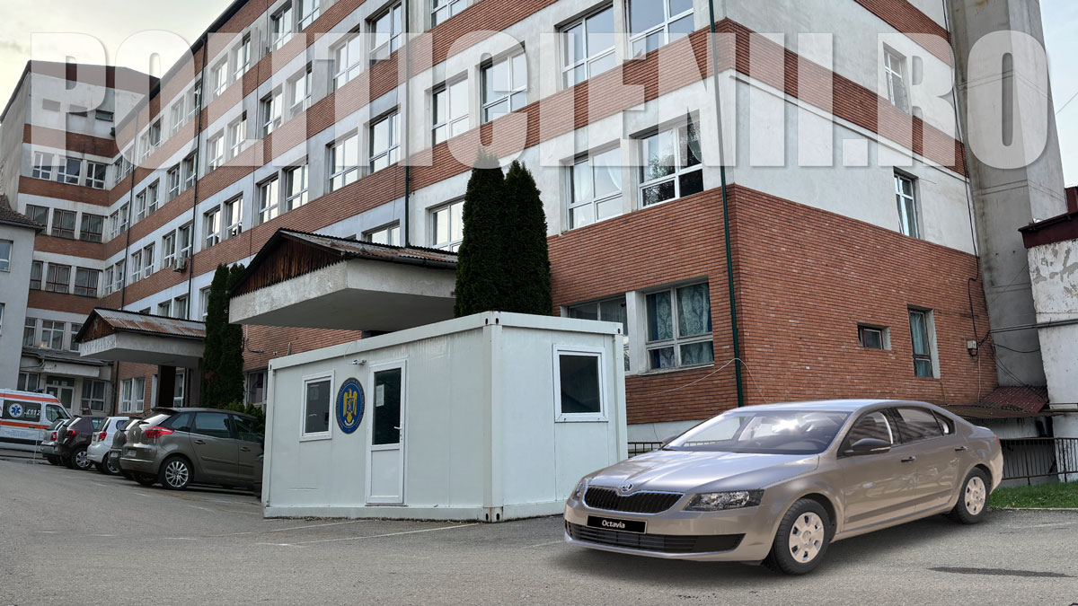 Skoda Octavia avariata, spital Otelu Rosu