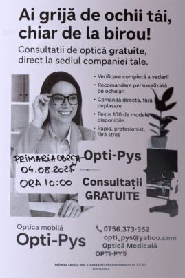 Clinica Opti-pys, consultatii oftalmologice la Obreja