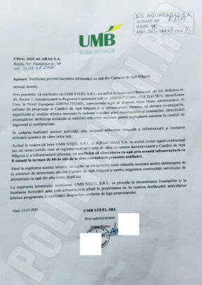 UMB Steel Bucuresti - Notificare